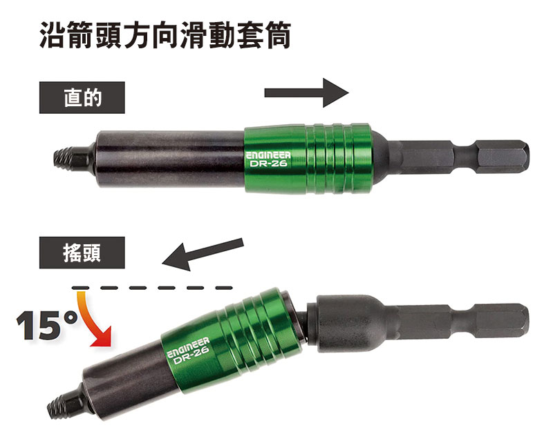 沿箭頭方向滑動套筒直的搖頭15DR-26ENGINEERDR-26