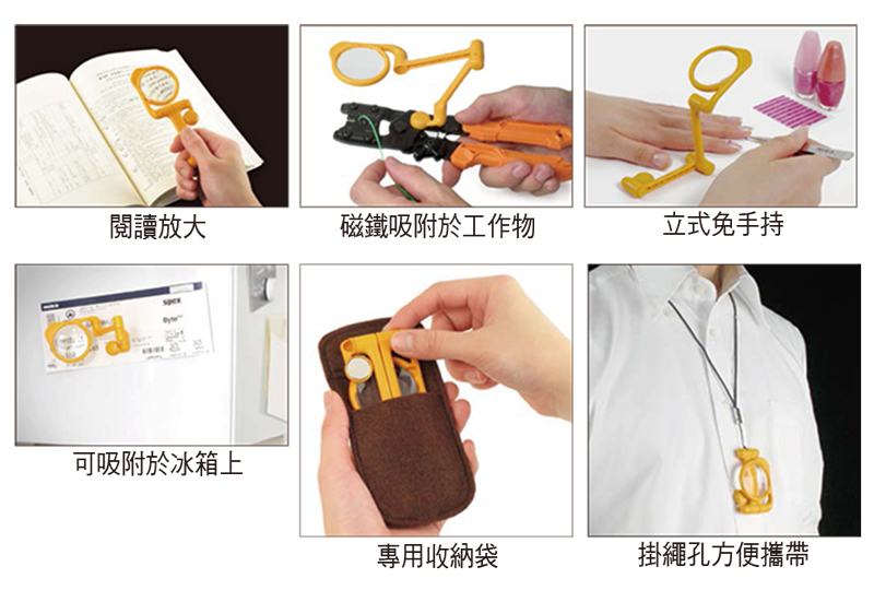 閱讀放大磁鐵吸附於工作物立式免手持可吸附於冰箱上專用收納袋掛繩孔方便攜帶